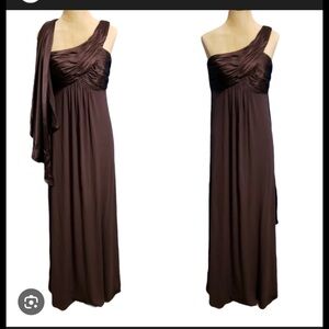 David's Bridal One-Shoulder Chocolate Brown Evening Gown